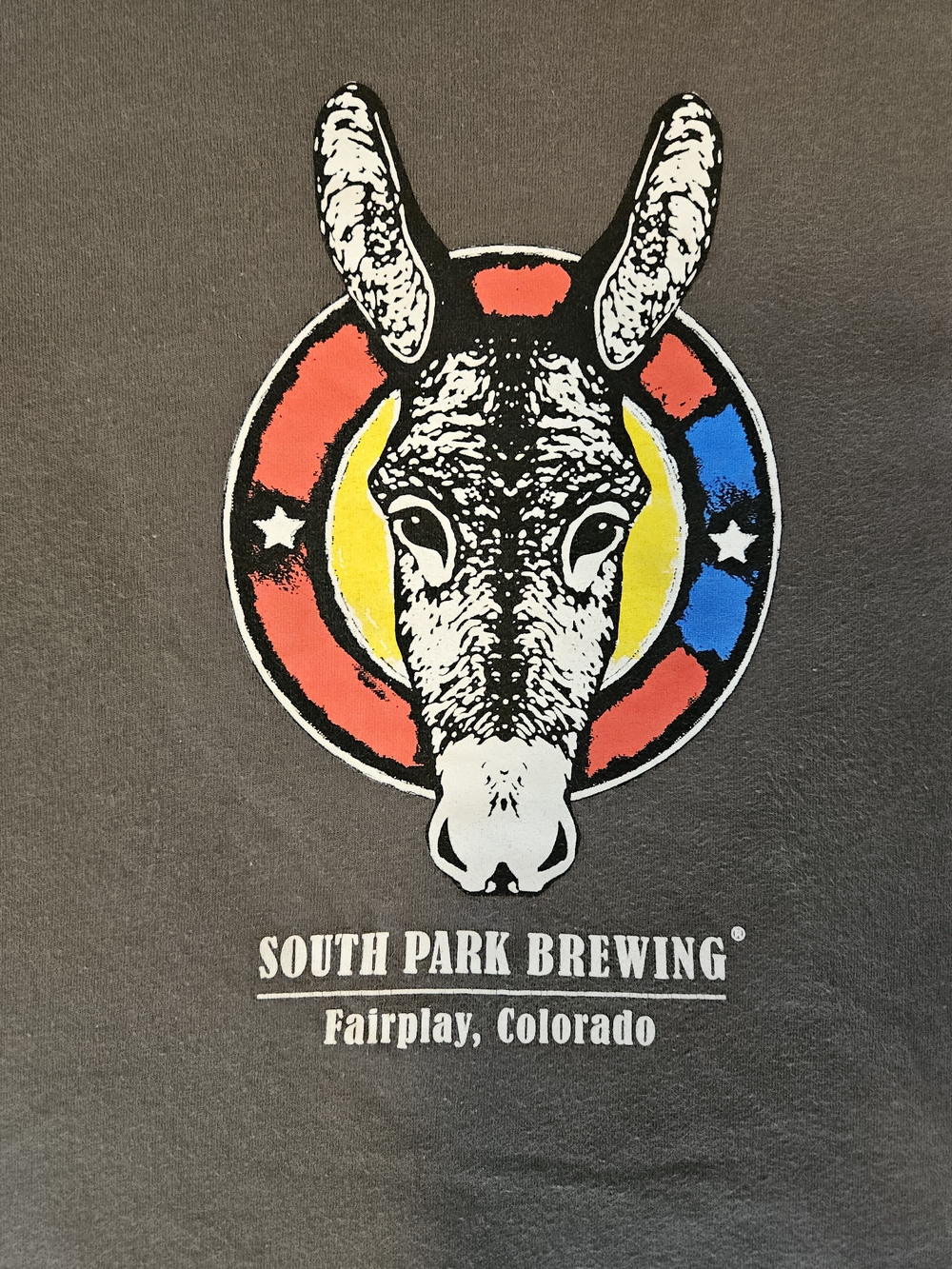 South Park Brewing Donkey CO Flag Logo Tee Slate Gray
